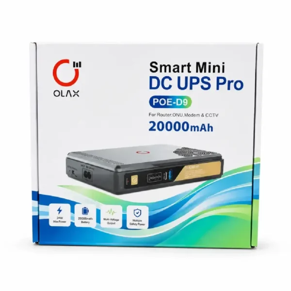 OLAX POE-D9 Pro Smart Mini DC UPS (20000mAh, 24W) Backup Power for WiFi Router